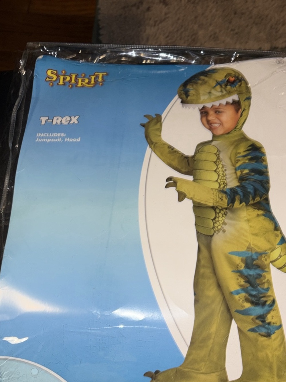 Spirit Green and Blue T-Rex Kids Costume - Jumpsuit with Hood